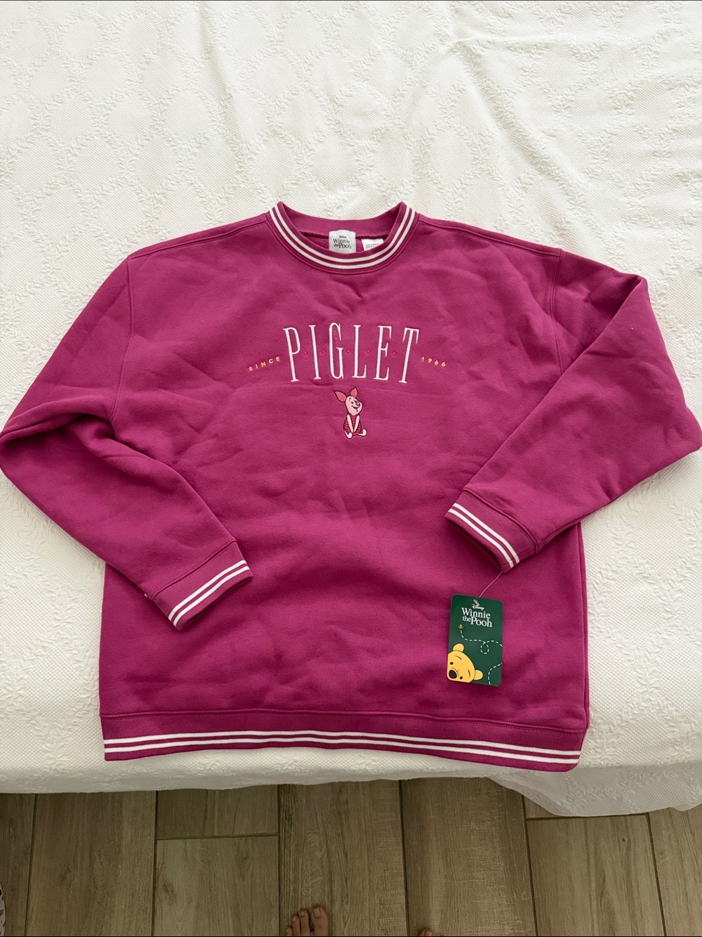 Disney Piglet Crewneck Sweatshirt - Magenta with White Trim - Picture 2 of 5
